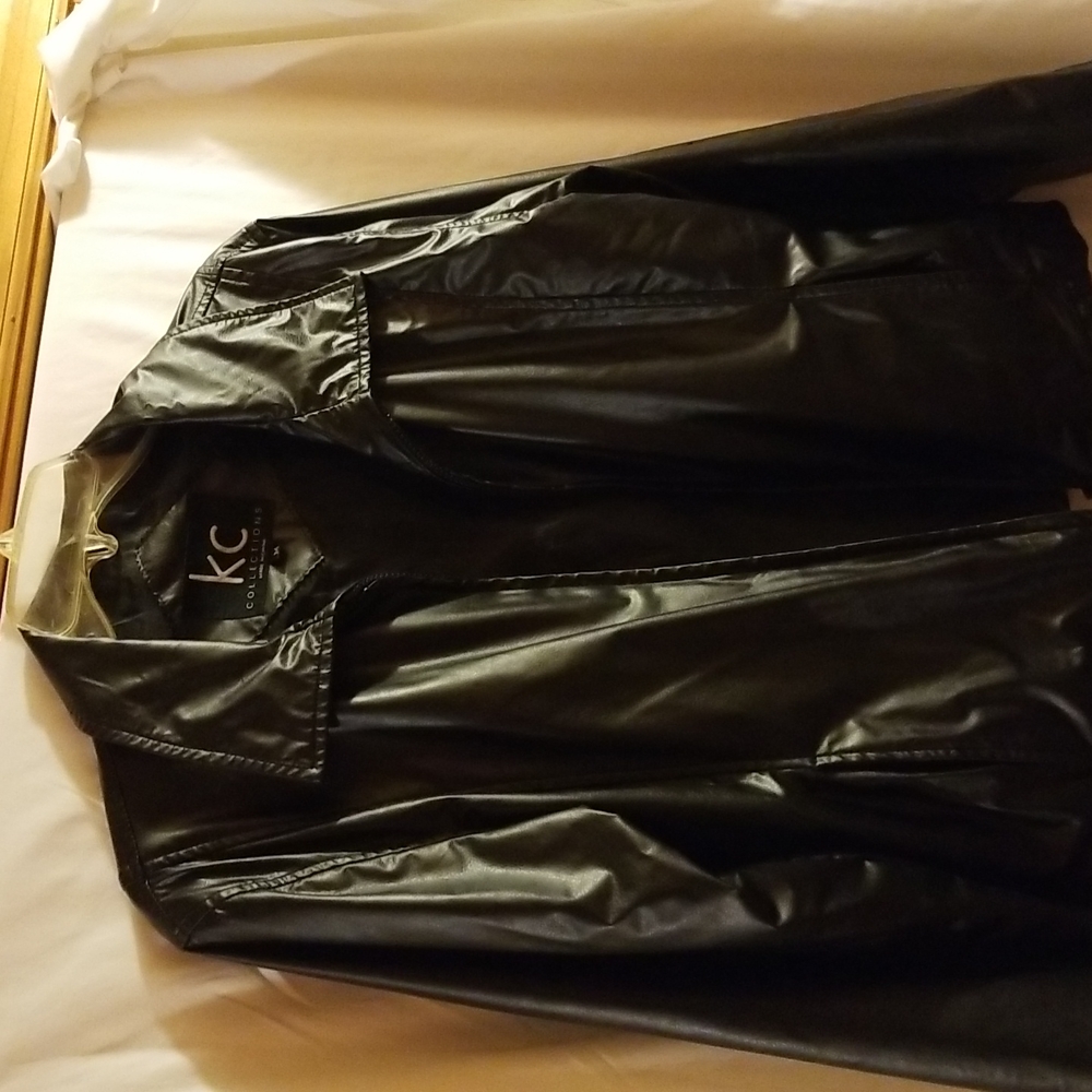 KC collection  black medium vinyl like jacket  ladies.